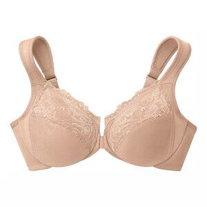 Glamorise front closing wired bra, nude size 36H.  27 0367 6 1245